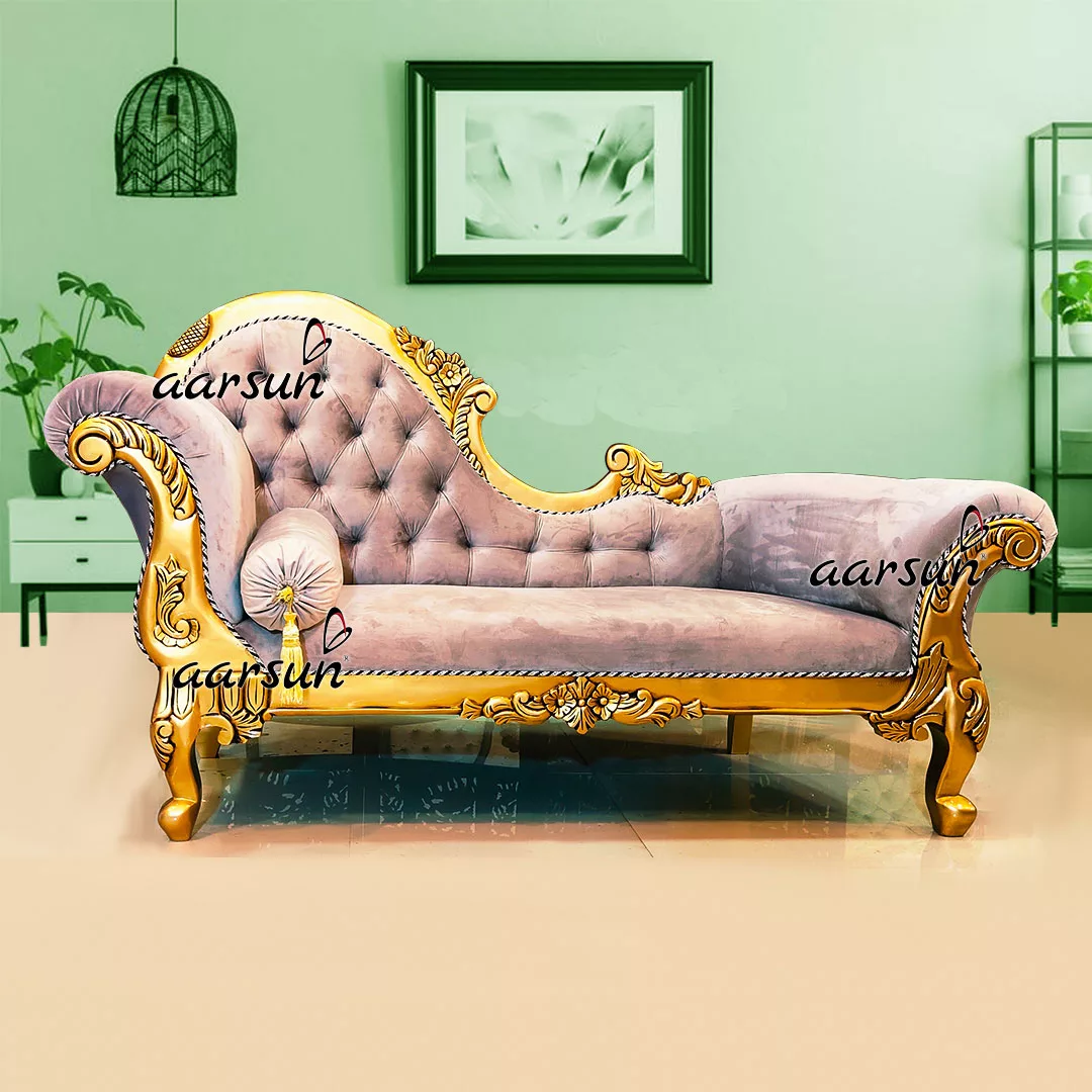 Antique Gold Finish Divan / Chaise Lounge