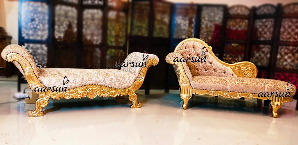 Handcrafted Golden Couch / Chaise Lounge View 4