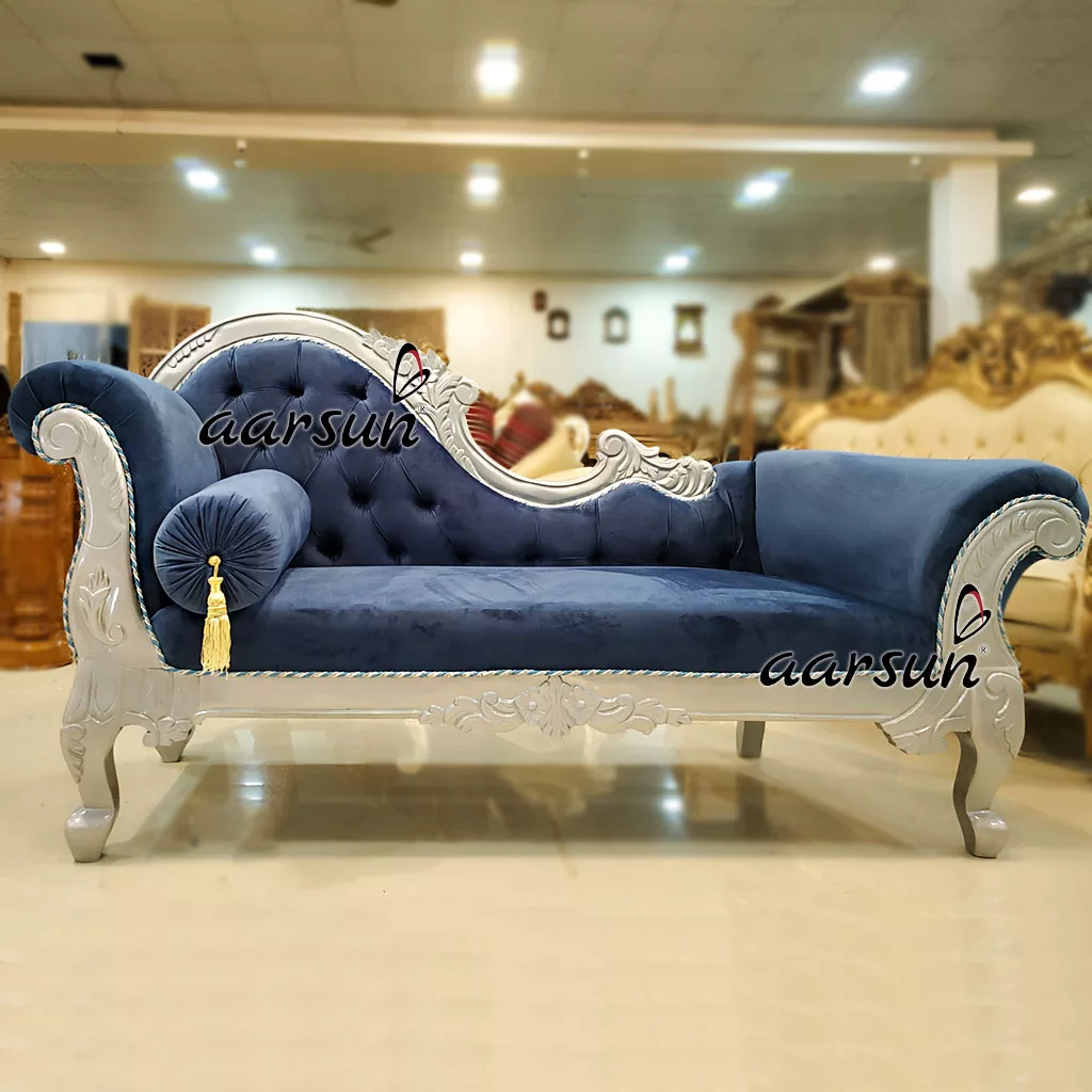 Royal Single End Sofa / Chaise Lounge In Silver Polish View 4
