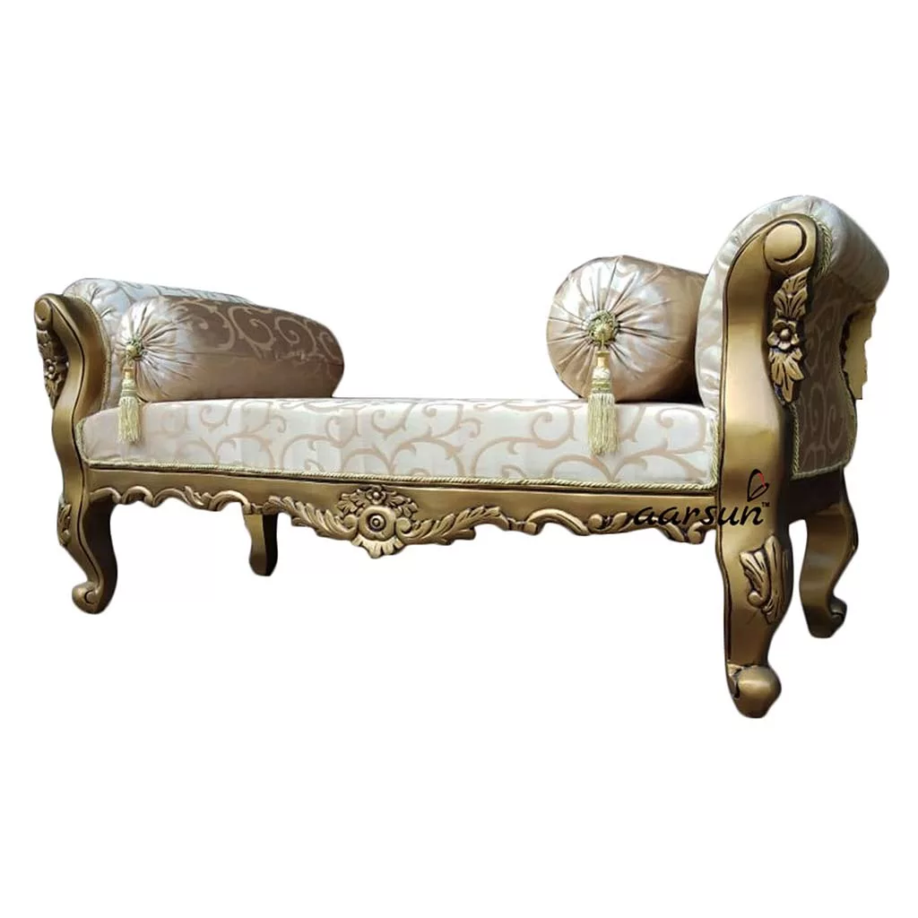 Handcrafted Wooden Bed Bench -Gold Finish